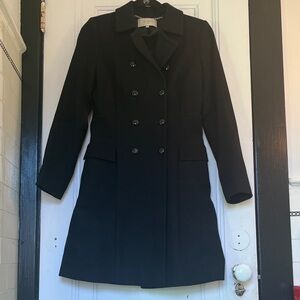 Elegant Hobbs UK Black Double-Breasted Women's Wool Peacoat